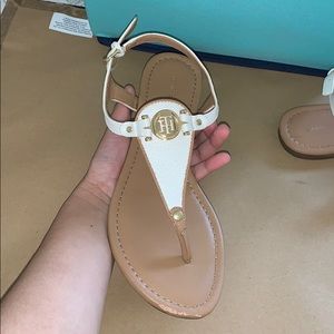 Tommy Hilfiger Sandals/ White with Gold